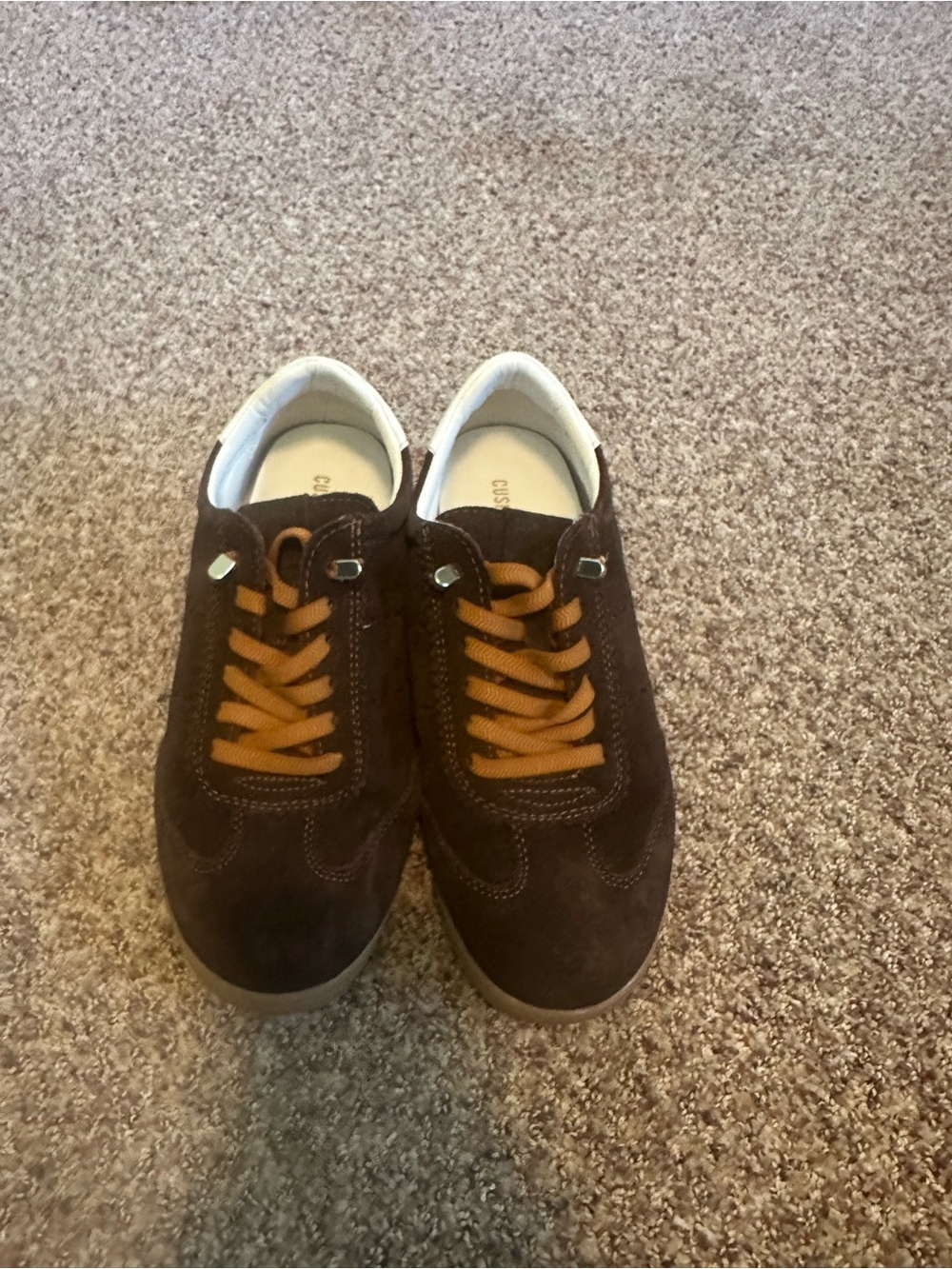 Women's Brown Suede Low-Top Sneakers with Contrast Laces